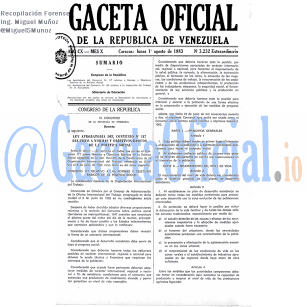 Gaceta Oficial 3232 del 1 Agosto 1983
