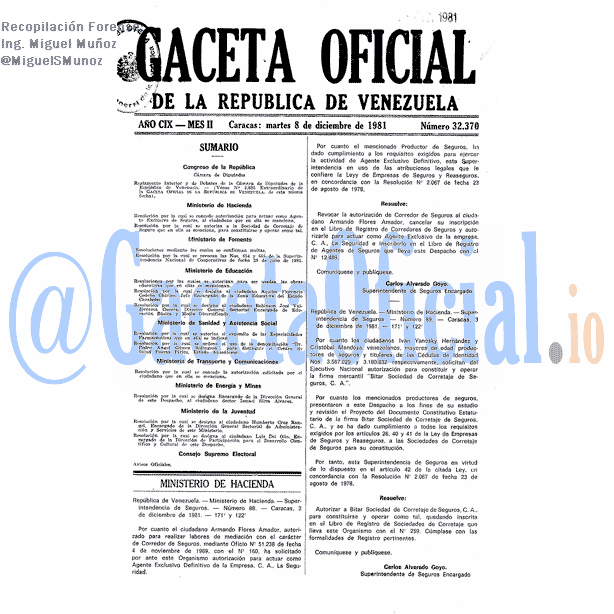 Gaceta Oficial 32370 del 8 Diciembre 1981
