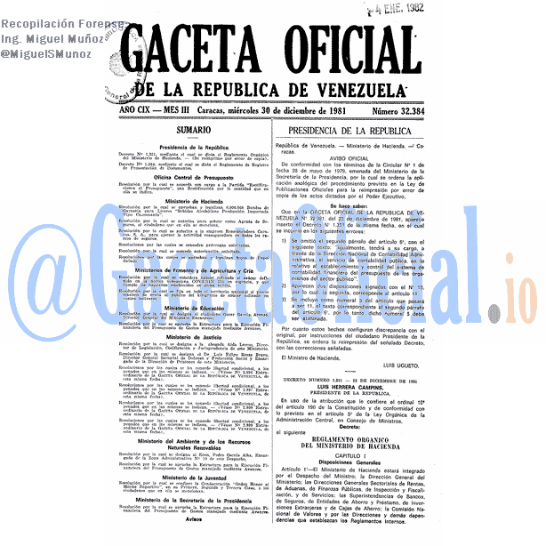 Gaceta Oficial 32384 del 30 Diciembre 1981