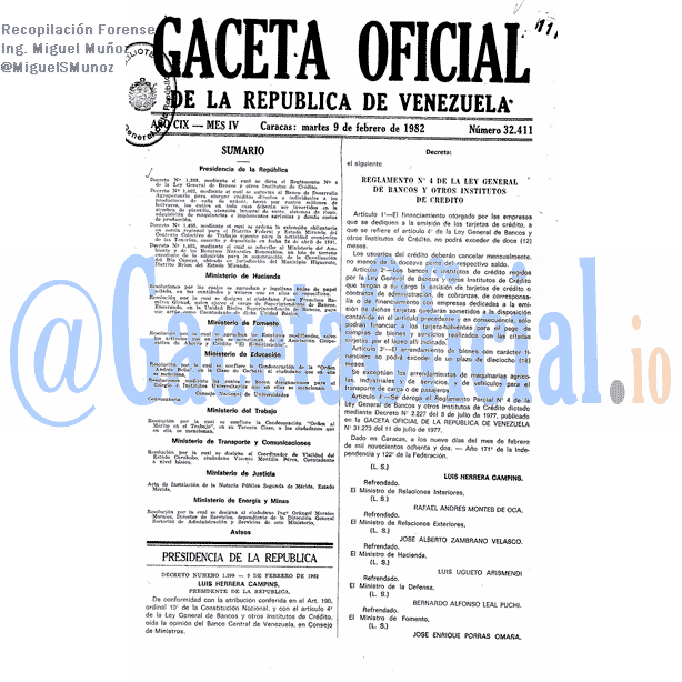 Gaceta Oficial 32411 del 9 Febrero 1982