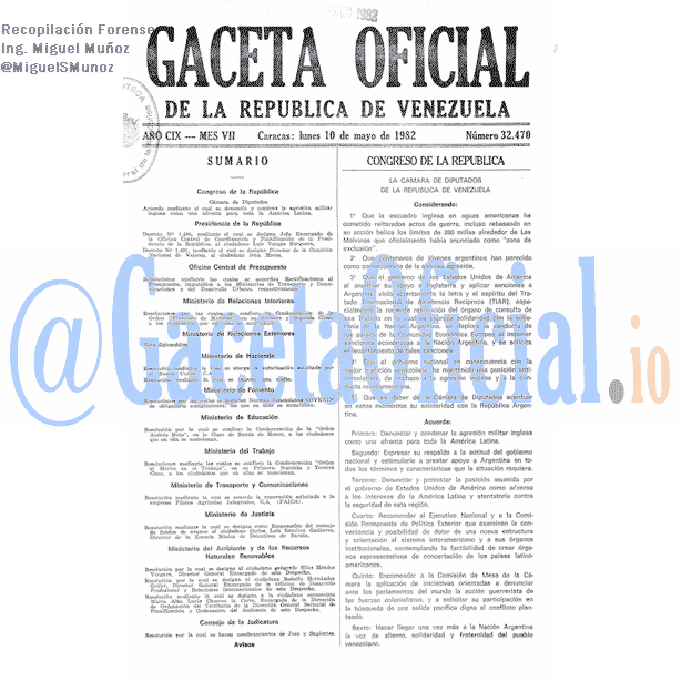Gaceta Oficial 32470 del 10 Mayo 1982