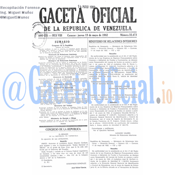 Gaceta Oficial 32473 del 13 Mayo 1982