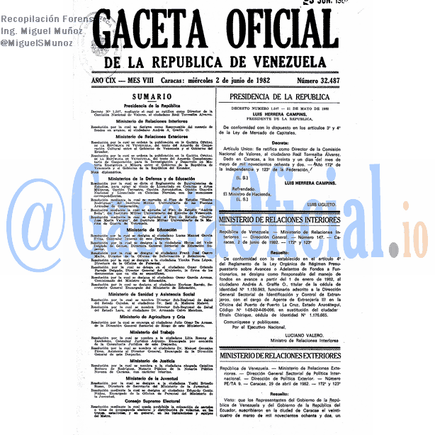 Gaceta Oficial 32487 del 2 Junio 1982