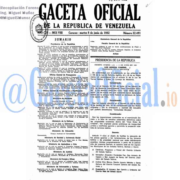 Gaceta Oficial 32491 del 8 Junio 1982