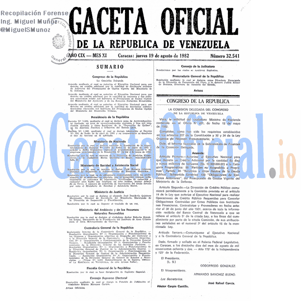 Gaceta Oficial 32541 del 19 Agosto 1982