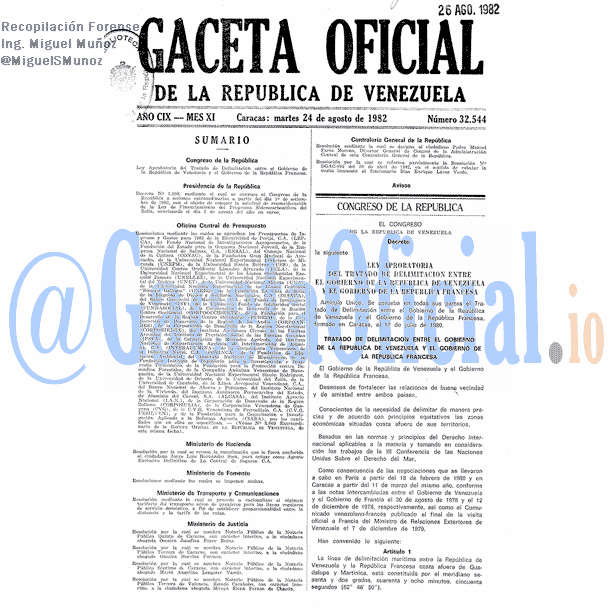 Gaceta Oficial 32544 del 24 Agosto 1982