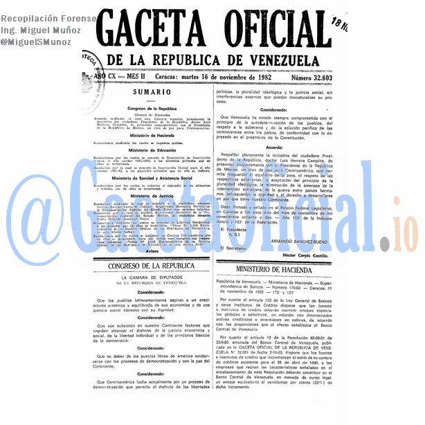 Gaceta Oficial 32603 del 16 Noviembre 1982