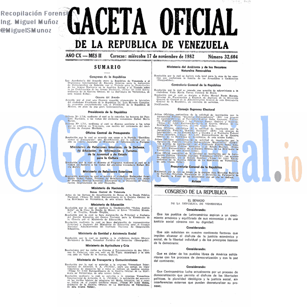 Gaceta Oficial 32604 del 17 Noviembre 1982