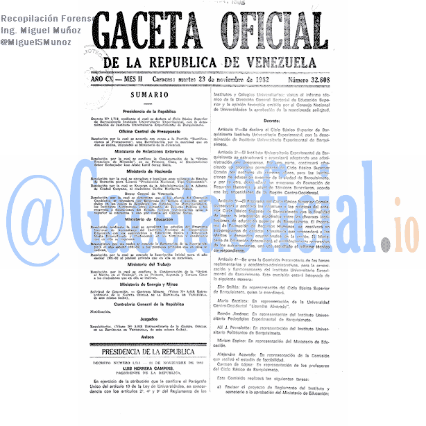Gaceta Oficial 32608 del 23 Noviembre 1982