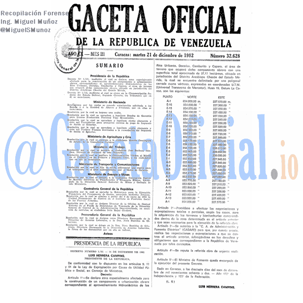 Gaceta Oficial 32628 del 21 Diciembre 1982