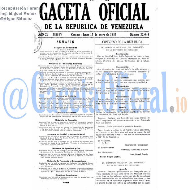Gaceta Oficial 32646 del 17 Enero 1983