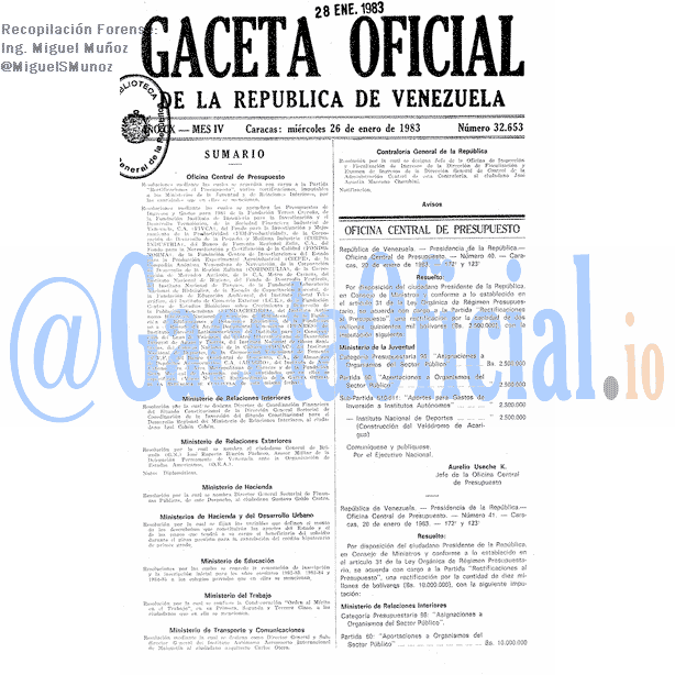 Gaceta Oficial 32653 del 26 Enero 1983