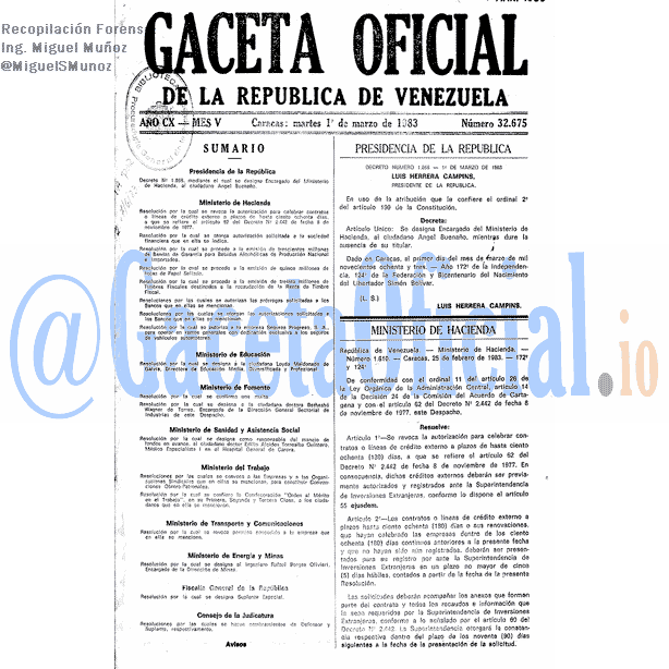 Gaceta Oficial 32675 del 1 Marzo 1983