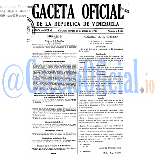 Gaceta Oficial 32683 del 11 Marzo 1983