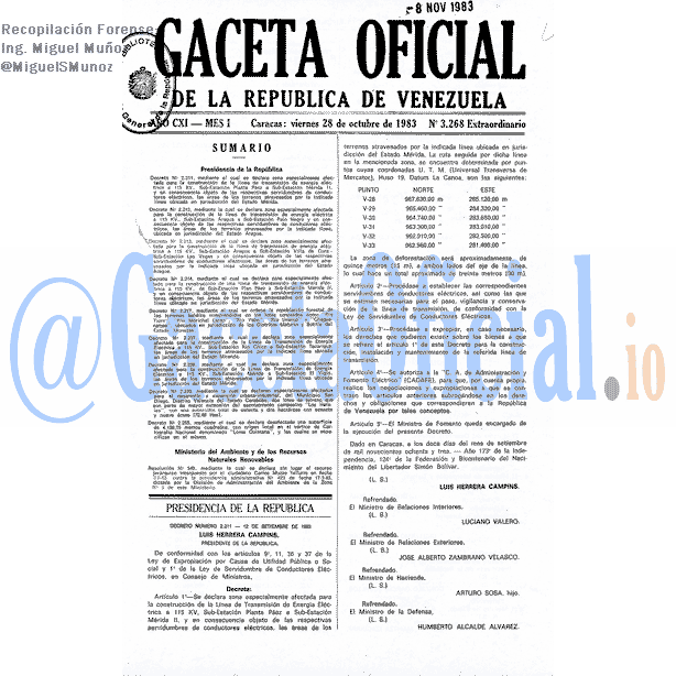 Gaceta Oficial 3268 del 28 Octubre 1983