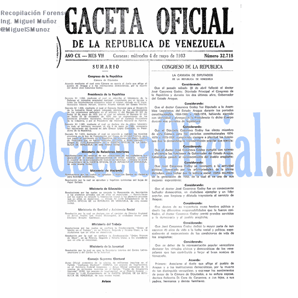 Gaceta Oficial 32718 del 4 Mayo 1983