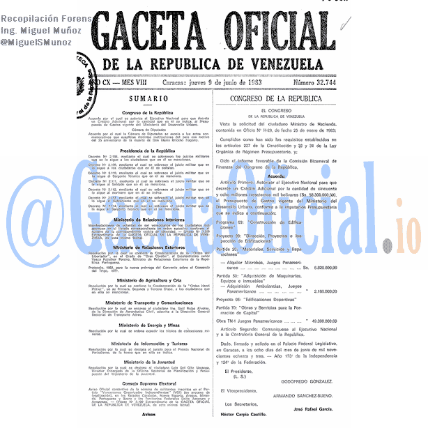 Gaceta Oficial 32744 del 9 Junio 1983
