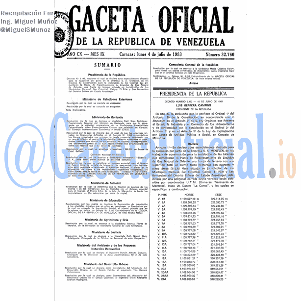 Gaceta Oficial 32760 del 4 Julio 1983
