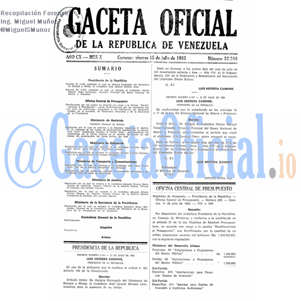 Gaceta Oficial 32768 del 15 Julio 1983
