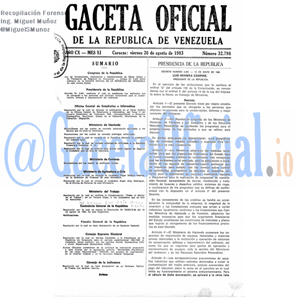 Gaceta Oficial 32798 del 26 Agosto 1983