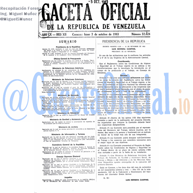 Gaceta Oficial 32824 del 3 Octubre 1983