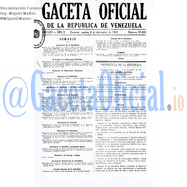Gaceta Oficial 32868 del 6 Diciembre 1983