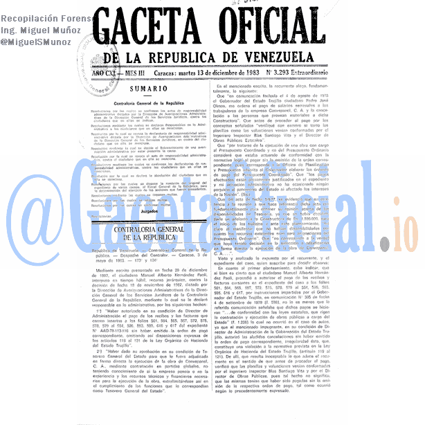 Gaceta Oficial 3293 del 13 Diciembre 1983