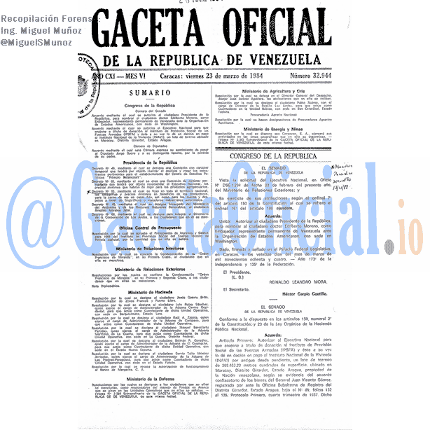 Gaceta Oficial 32944 del 23 Marzo 1984