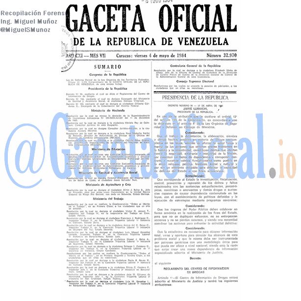 Gaceta Oficial 32970 del 4 Mayo 1984