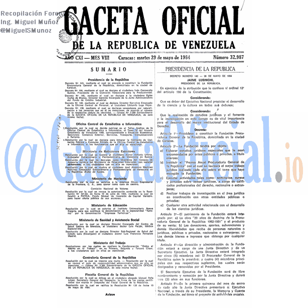 Gaceta Oficial 32987 del 29 Mayo 1984