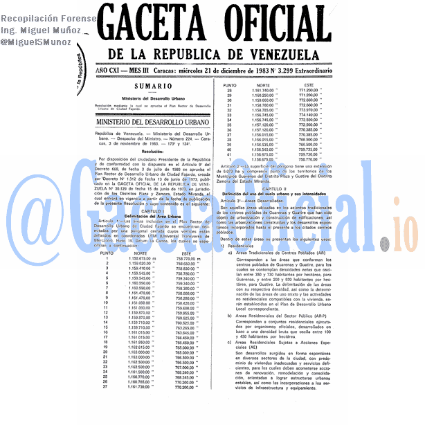 Gaceta Oficial 3299 del 21 Diciembre 1983