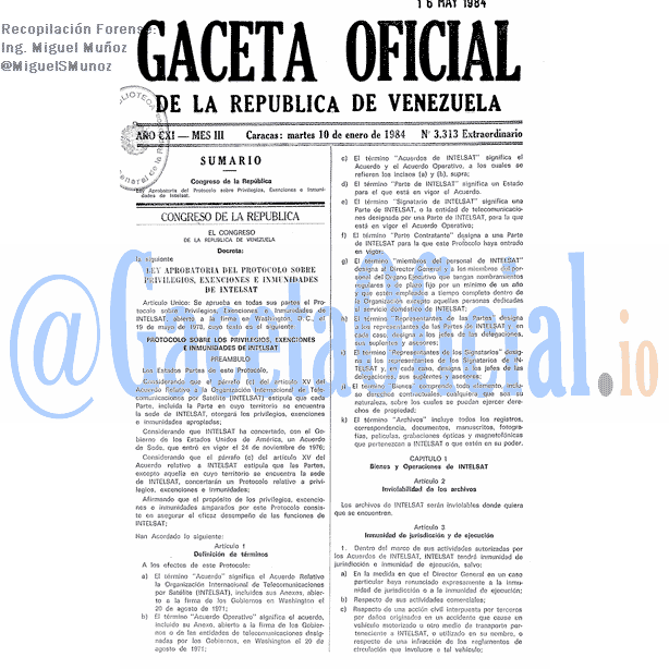 Gaceta Oficial 3313 del 10 Enero 1984