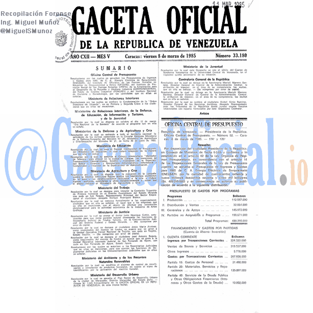 Gaceta Oficial 33180 del 8 Marzo 1985