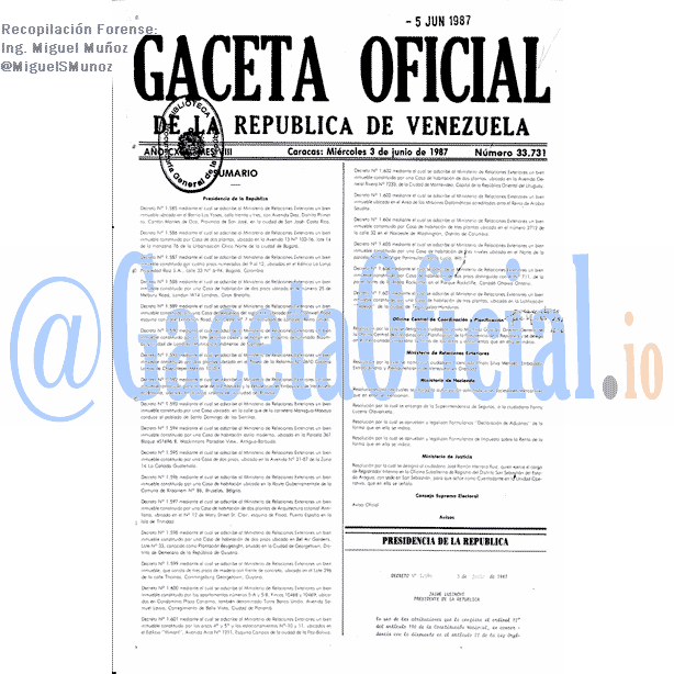 Gaceta Oficial 33731 del 3 Junio 1987