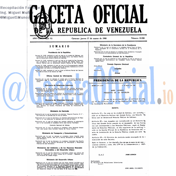 Gaceta Oficial 33928 del 17 Marzo 1988