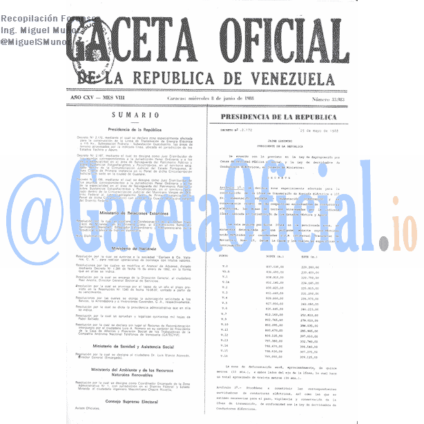 Gaceta Oficial 33983 del 8 Junio 1988