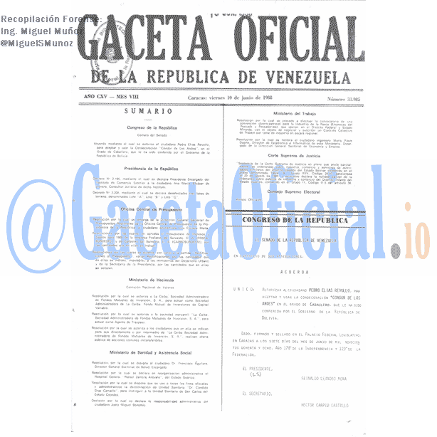 Gaceta Oficial 33985 del 10 Junio 1988
