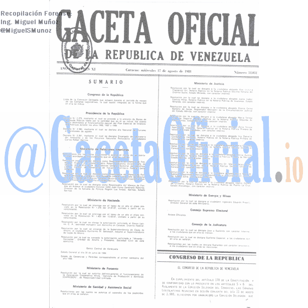 Gaceta Oficial 34031 del 17 Agosto 1988