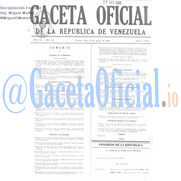 Gaceta Oficial 34034 del 22 Agosto 1988