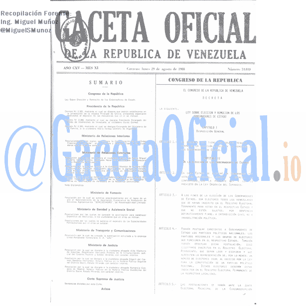 Gaceta Oficial 34039 del 29 Agosto 1988