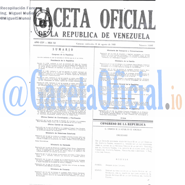 Gaceta Oficial 34041 del 31 Agosto 1988
