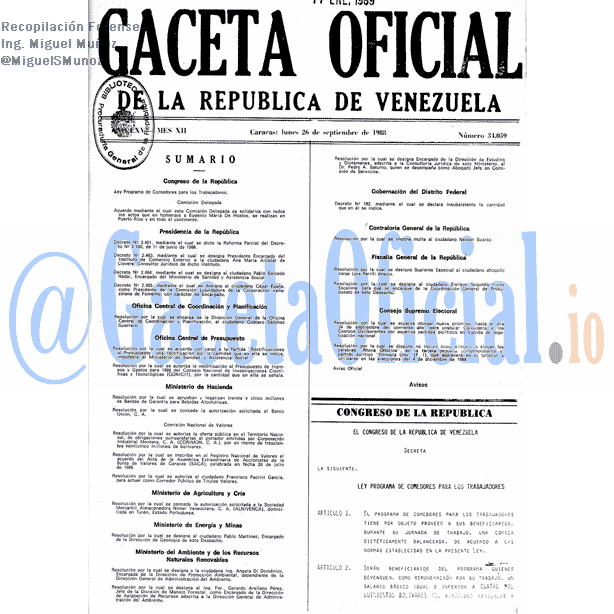 Gaceta Oficial 34059 del 26 Septiembre 1988
