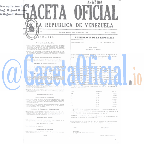 Gaceta Oficial 34065 del 4 Octubre 1988