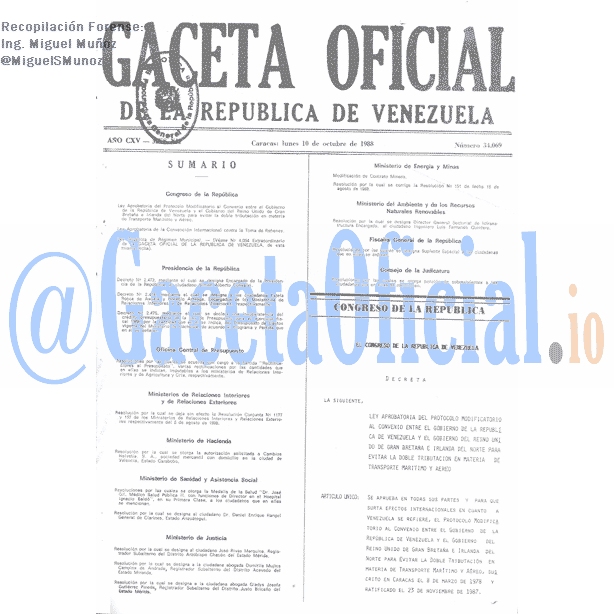 Gaceta Oficial 34069 del 10 Octubre 1988