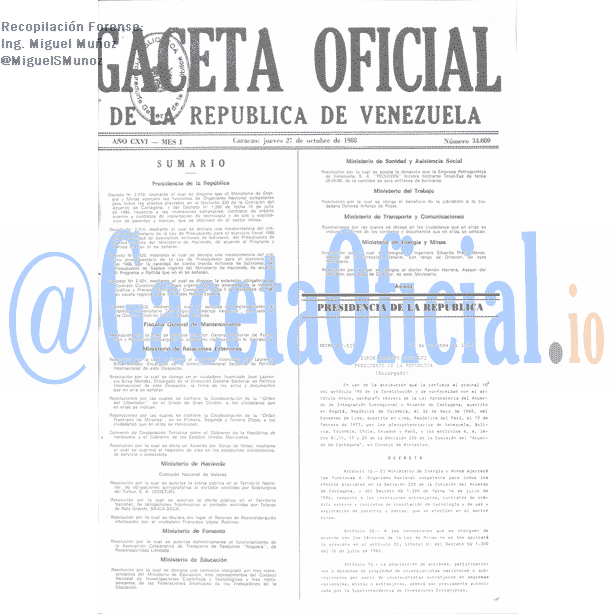 Gaceta Oficial 34080 del 27 Octubre 1988