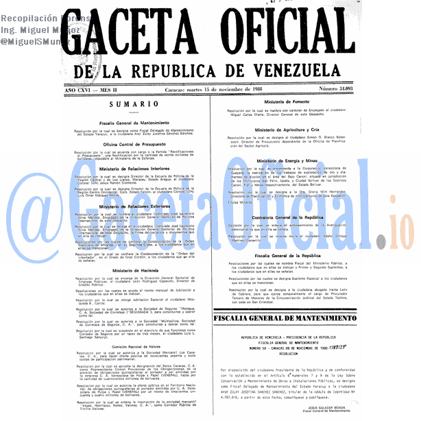 Gaceta Oficial 34093 del 15 Noviembre 1988