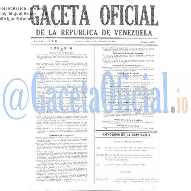 Gaceta Oficial 34111 del 9 Diciembre 1988