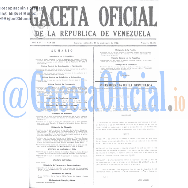 Gaceta Oficial 34124 del 28 Diciembre 1988
