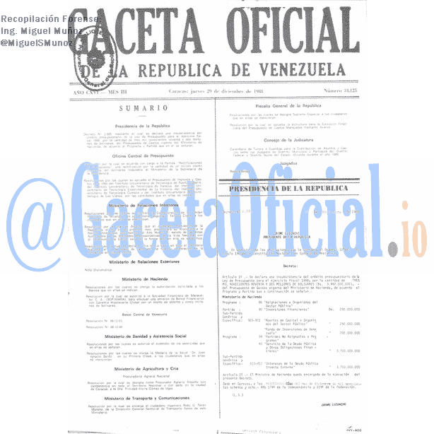 Gaceta Oficial 34125 del 29 Diciembre 1988