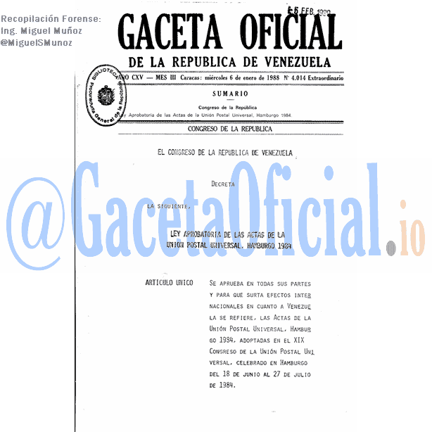 Gaceta Oficial 4014 del 6 Enero 1988